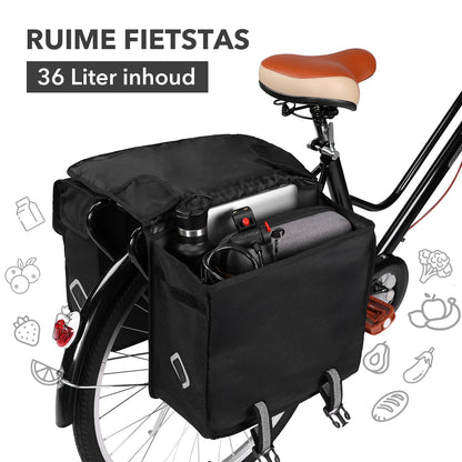 Packaway Double Panniers - Waterproof Panniers Electric Bike - Reflective - Black 36 Liters