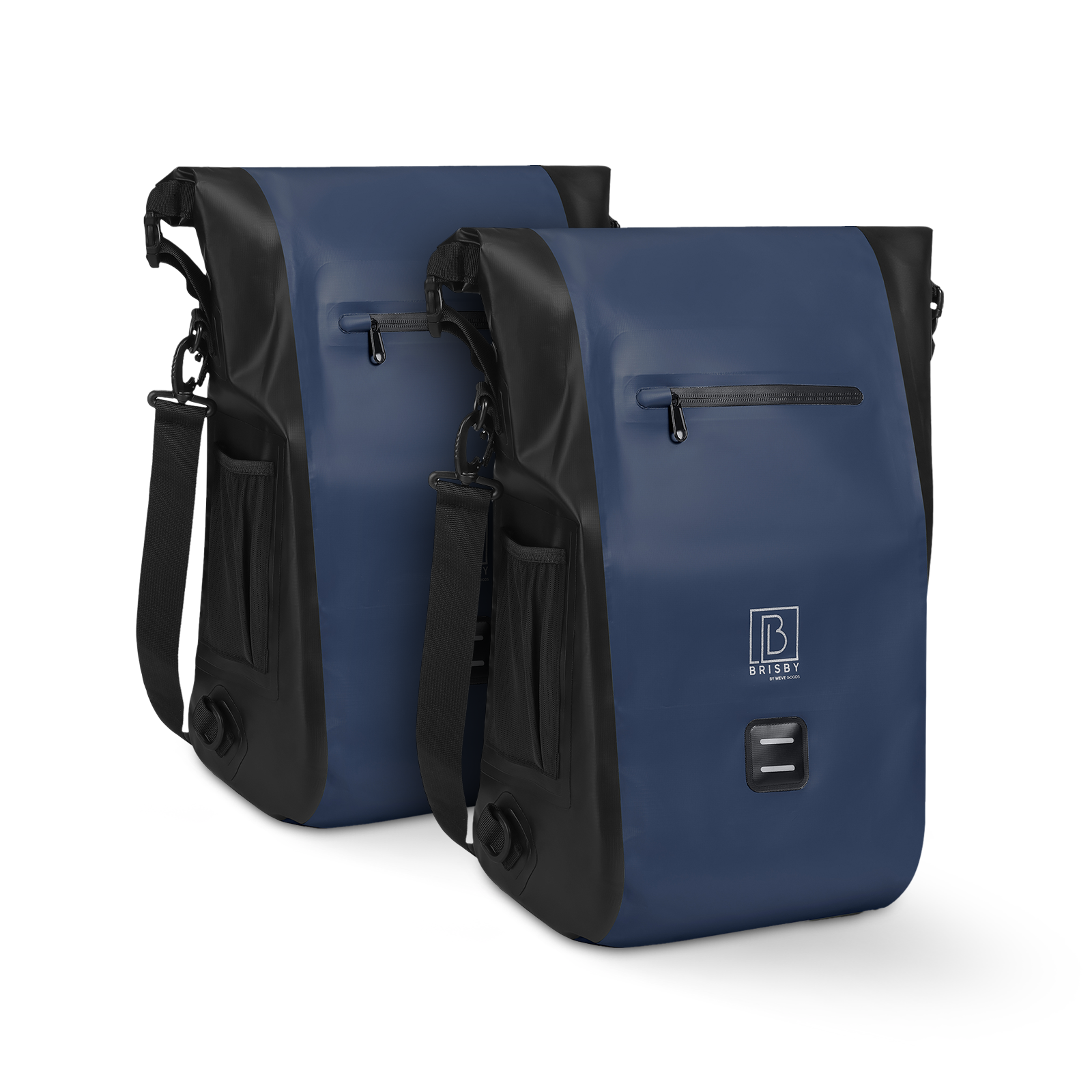 3 in 1 waterdichte rolltop fietstas set 40-52L blauw - reflecterend - hoge zichtbaarheid - fietstas - rugtas - schoudertas