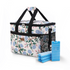 Cooler bag 30L white flower - lunch bag - foldable - 4-layer insulated - incl. 4 free cooling elements and carrying strap