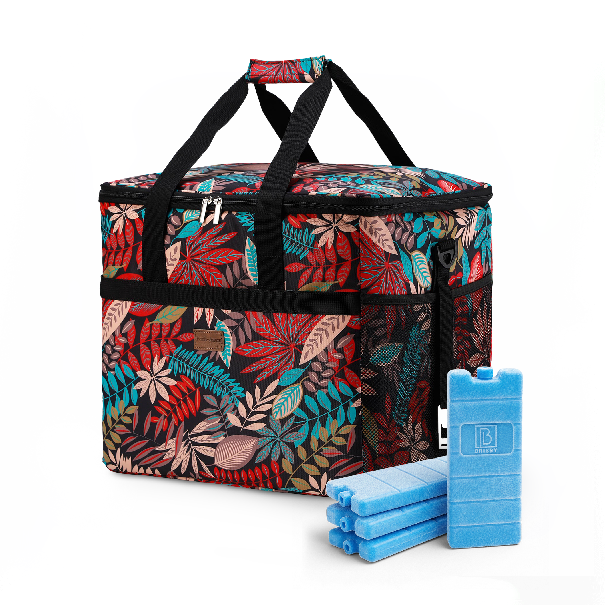 Cooler bag 40L jungle - lunch bag - foldable - 4-layer insulated - incl. 6 free cooling elements and carrying strap