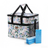 Cooler bag 40L white flower - lunch bag - foldable - 4-layer insulated - incl. 6 free cooling elements and carrying strap