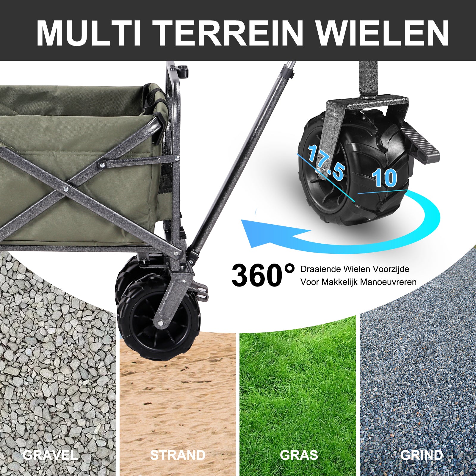 Packaway Bolderkar XL 80kg groen - opvouwbaar - heavy duty - wasbaar