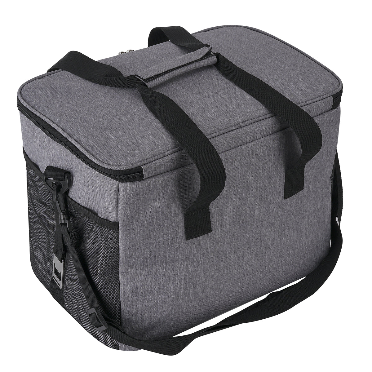 Koeltas 40L grijs - lunchtas - opvouwbaar - 4-laags geïsoleerd - incl. 6 gratis koelelementen en draagband