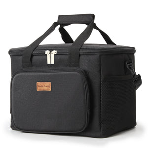 Back angled view with bag open and handles to the side.