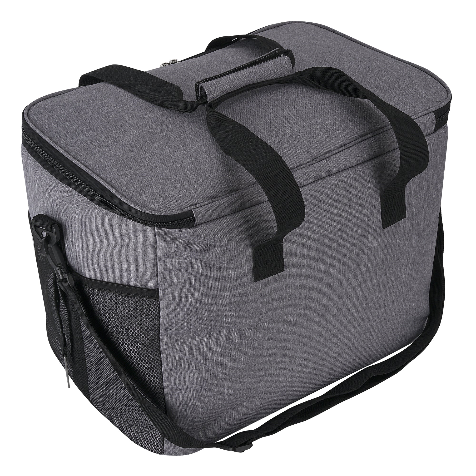 Koeltas 40L grijs - lunchtas - opvouwbaar - 4-laags geïsoleerd - incl. 6 gratis koelelementen en draagband