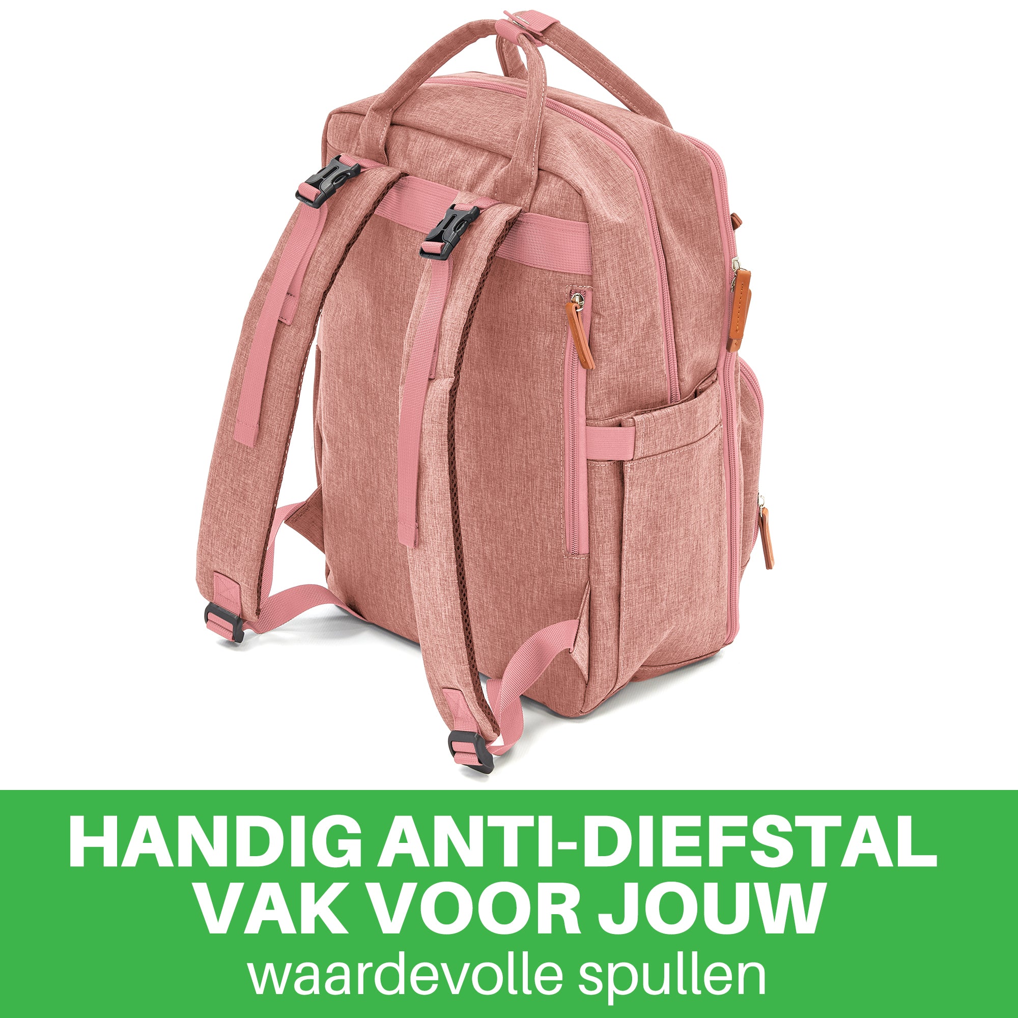 Original slijtvaste luiertas roze - verzorgingstas - incl. buggymontage en verschoningsmat