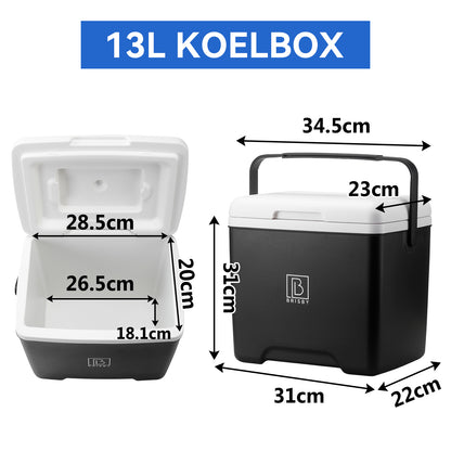 Brisby Koelbox 13L Zwart - Incl. 2 koelelementen van 450ml