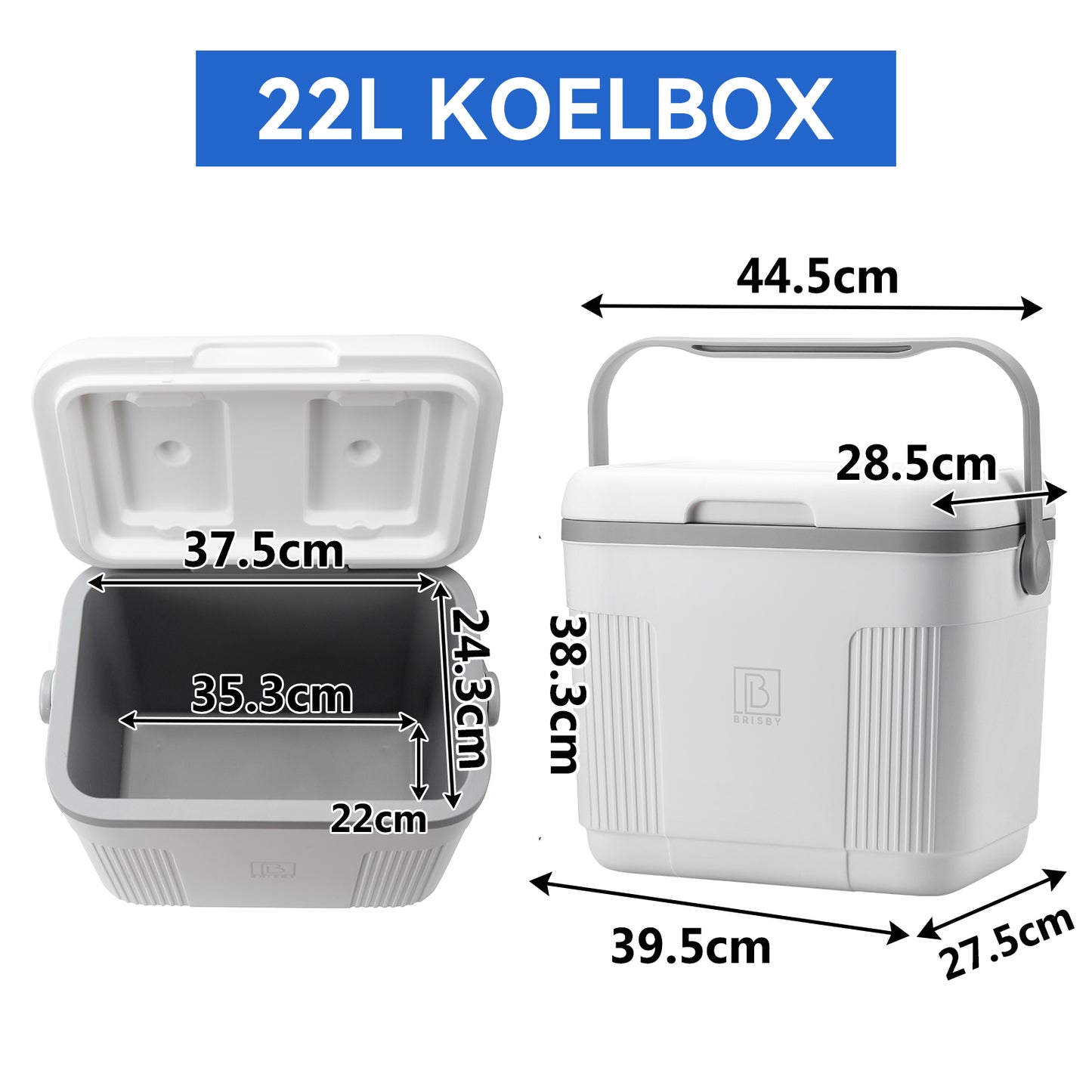 Brisby Koelbox 22L Wit - Incl. 4 dikke koelelementen van 450ml