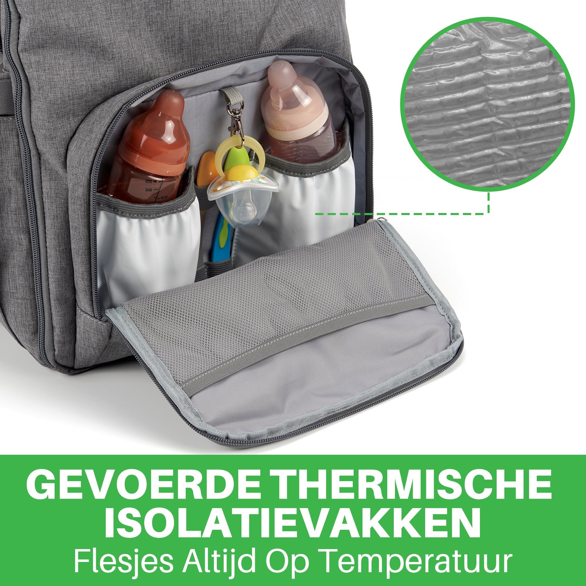 Original slijtvaste luiertas donkergrijs - verzorgingstas - incl. buggymontage en verschoningsmat